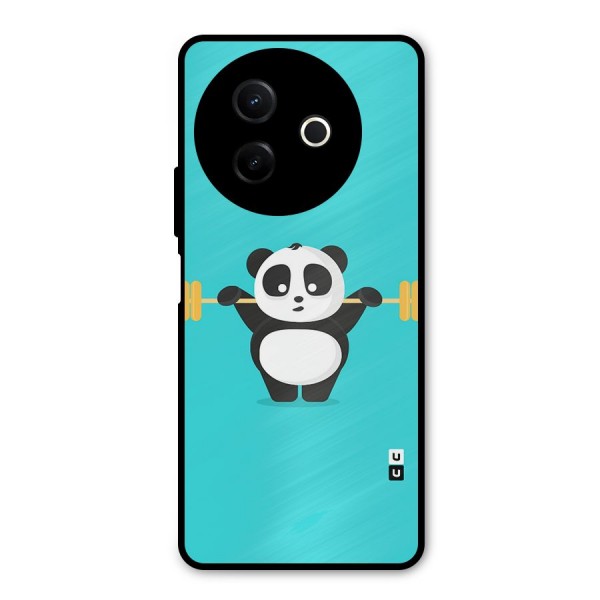 Cute Weightlifting Panda Metal Back Case for Vivo Y39