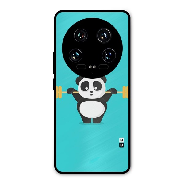 Cute Weightlifting Panda Metal Back Case for Xiaomi 14 Ultra