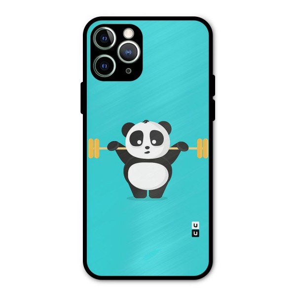 Cute Weightlifting Panda Metal Back Case for iPhone 11 Pro Max