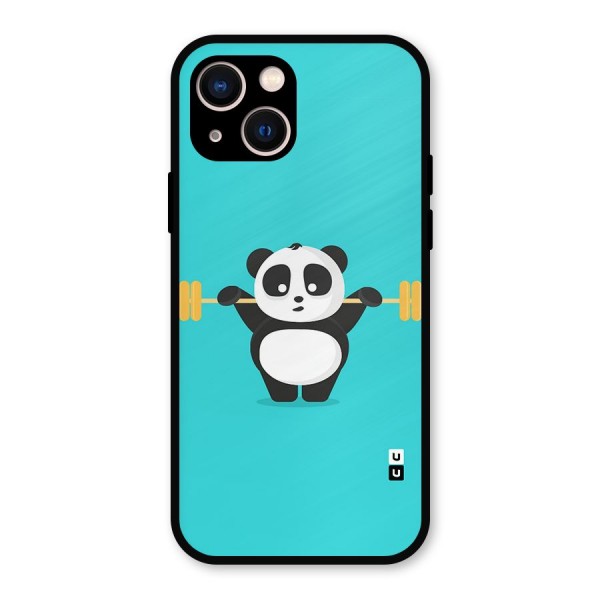 Cute Weightlifting Panda Metal Back Case for iPhone 13