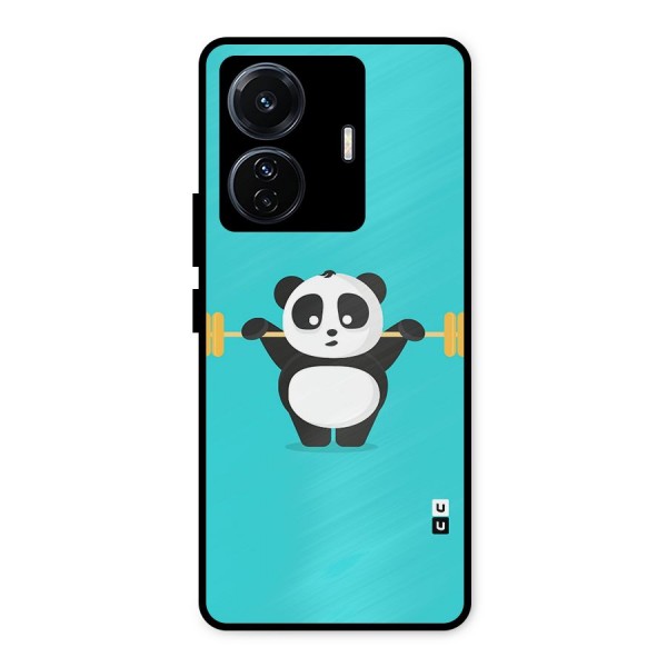 Cute Weightlifting Panda Metal Back Case for iQOO Z6