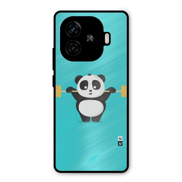 Cute Weightlifting Panda Metal Back Case for iQOO Z9 Turbo