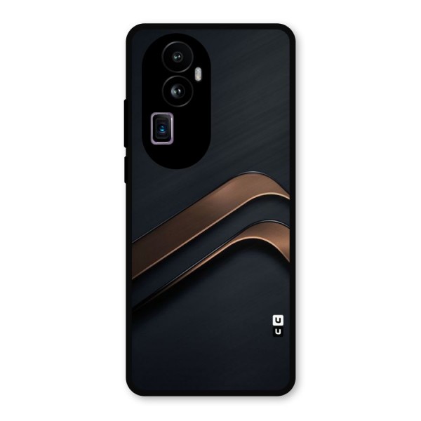 Dark Gold Stripes Metal Back Case for Oppo Reno10 Pro Plus