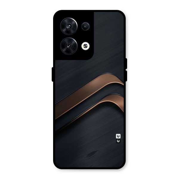 Dark Gold Stripes Metal Back Case for Oppo Reno8 5G