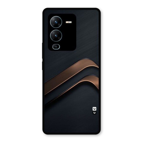 Dark Gold Stripes Metal Back Case for Vivo V25 Pro
