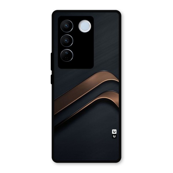 Dark Gold Stripes Metal Back Case for Vivo V27 Pro