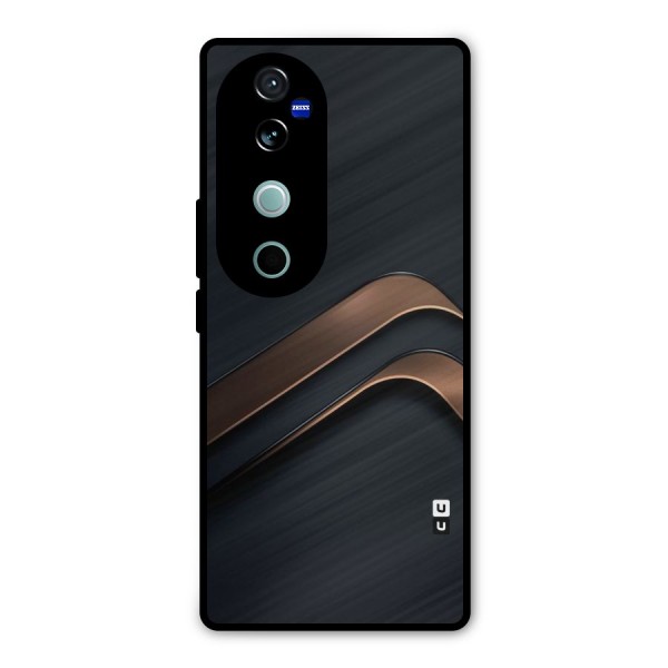 Dark Gold Stripes Metal Back Case for Vivo V40