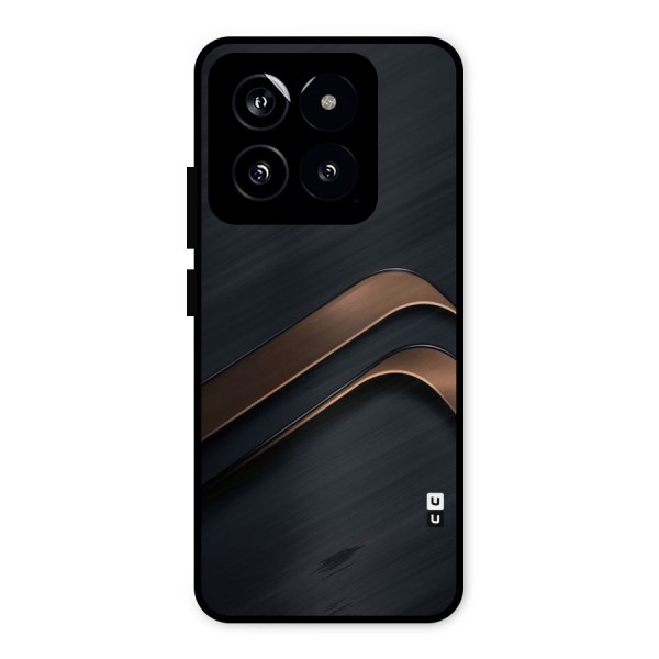 Dark Gold Stripes Metal Back Case for Xiaomi 14