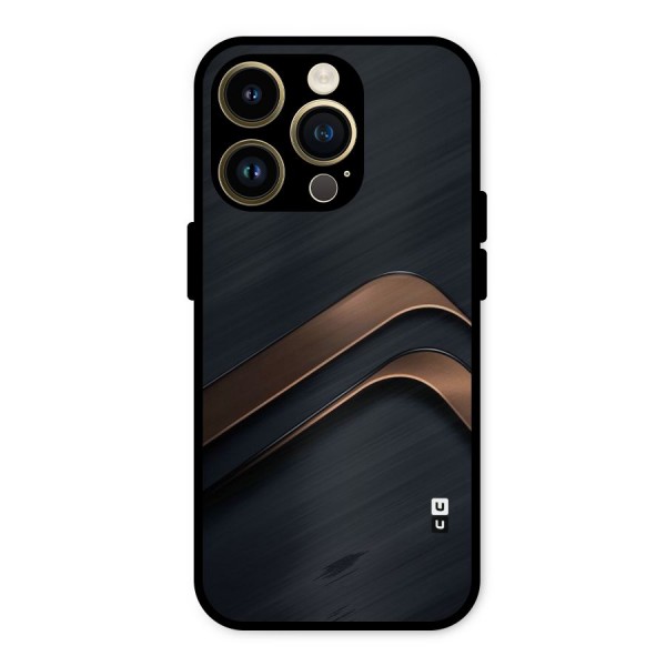 Dark Gold Stripes Metal Back Case for iPhone 14 Pro