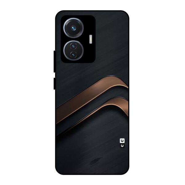 Dark Gold Stripes Metal Back Case for iQOO Z6 44W