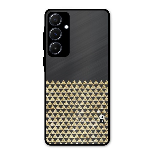 Dark Grey Golden Triangles Metal Back Case for Galaxy A55