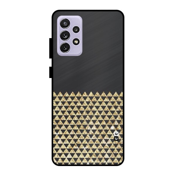 Dark Grey Golden Triangles Metal Back Case for Galaxy A72