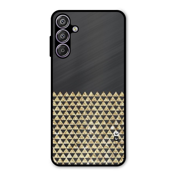 Dark Grey Golden Triangles Metal Back Case for Galaxy F15