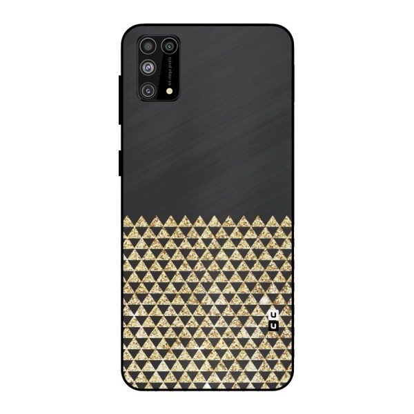 Dark Grey Golden Triangles Metal Back Case for Galaxy F41
