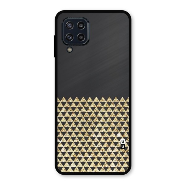 Dark Grey Golden Triangles Metal Back Case for Galaxy M32
