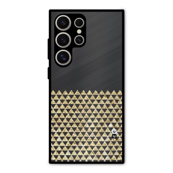Dark Grey Golden Triangles Metal Back Case for Galaxy S24 Ultra