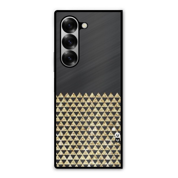 Dark Grey Golden Triangles Metal Back Case for Galaxy Z Fold6