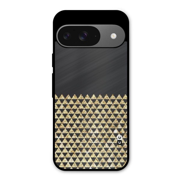 Dark Grey Golden Triangles Metal Back Case for Google Pixel 9