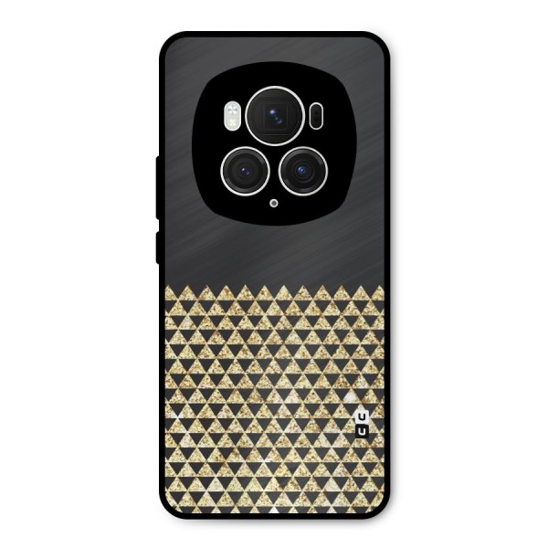 Dark Grey Golden Triangles Metal Back Case for Honor Magic6 Pro