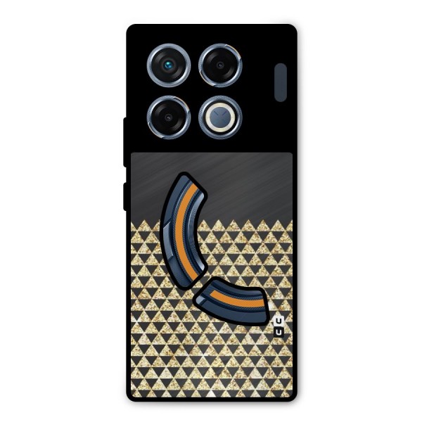 Dark Grey Golden Triangles Metal Back Case for Infinix GT 20 Pro