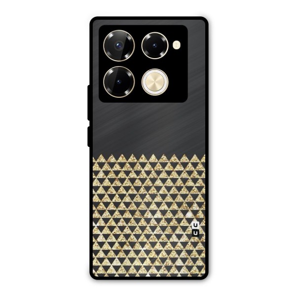 Dark Grey Golden Triangles Metal Back Case for Infinix Note 40 Pro Plus