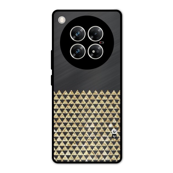 Dark Grey Golden Triangles Metal Back Case for Infinix Zero 40 5G
