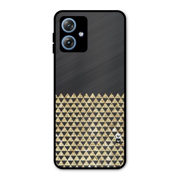 Dark Grey Golden Triangles Metal Back Case for Moto G54