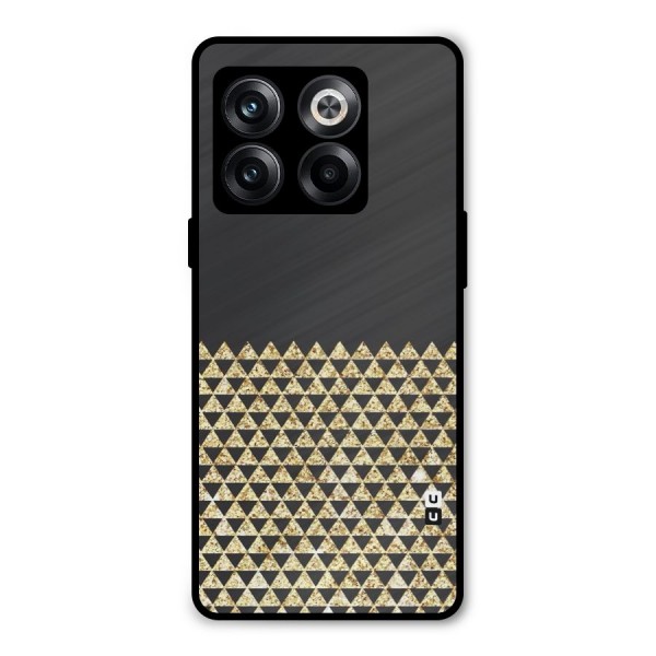 Dark Grey Golden Triangles Metal Back Case for OnePlus 10T