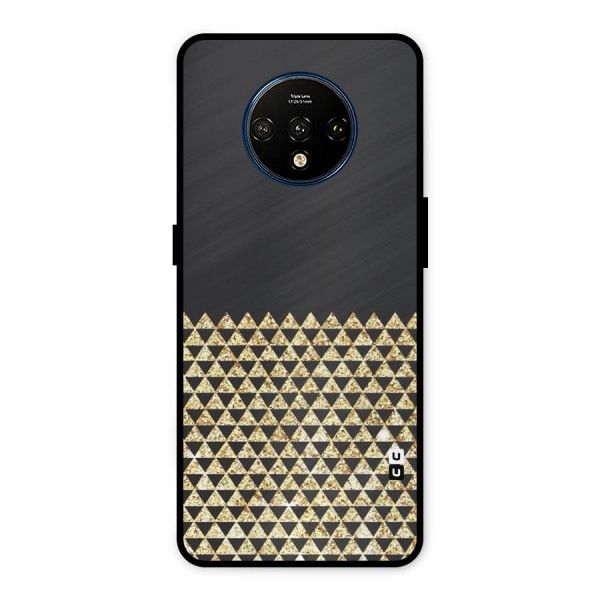 Dark Grey Golden Triangles Metal Back Case for OnePlus 7T