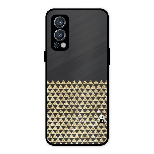 Dark Grey Golden Triangles Metal Back Case for OnePlus Nord 2 5G