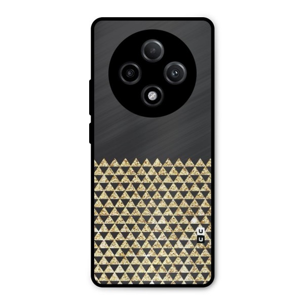 Dark Grey Golden Triangles Metal Back Case for Oppo F27 Pro Plus