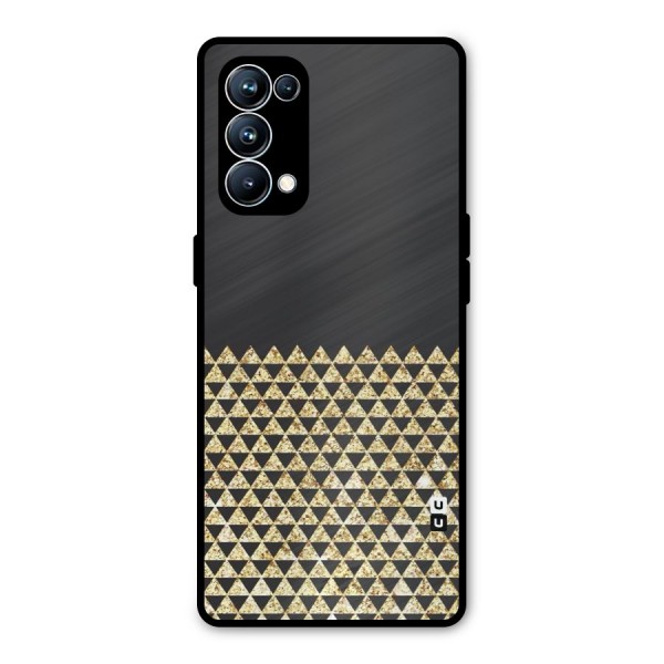 Dark Grey Golden Triangles Metal Back Case for Oppo Reno5 Pro 5G