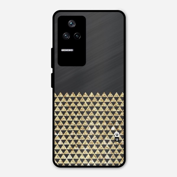 Dark Grey Golden Triangles Metal Back Case for Poco F4 5G
