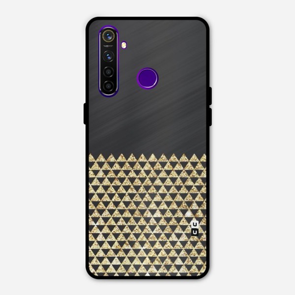 Dark Grey Golden Triangles Metal Back Case for Realme 5 Pro