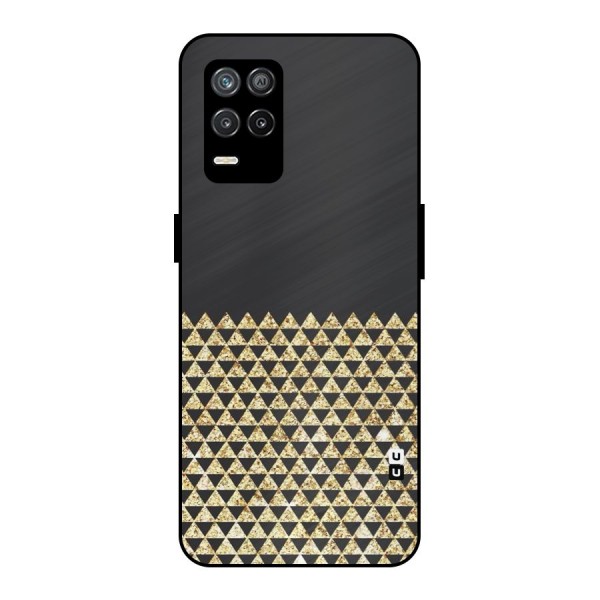 Dark Grey Golden Triangles Metal Back Case for Realme 9 5G
