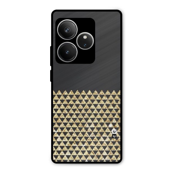 Dark Grey Golden Triangles Metal Back Case for Realme GT 6