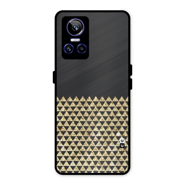 Dark Grey Golden Triangles Metal Back Case for Realme GT Neo 3