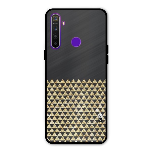 Dark Grey Golden Triangles Metal Back Case for Realme Narzo 10