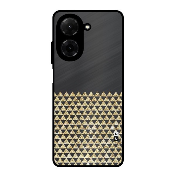 Dark Grey Golden Triangles Metal Back Case for Redmi A5 4G