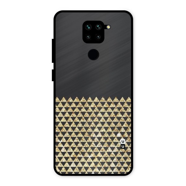 Dark Grey Golden Triangles Metal Back Case for Redmi Note 9