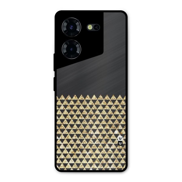Dark Grey Golden Triangles Metal Back Case for Tecno Pova 5 Pro 5G