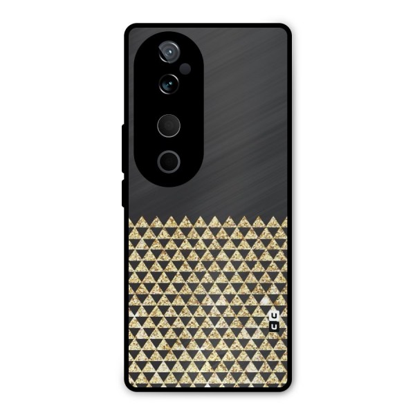 Dark Grey Golden Triangles Metal Back Case for Vivo T3 Ultra