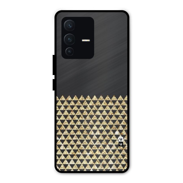 Dark Grey Golden Triangles Metal Back Case for Vivo V23 Pro