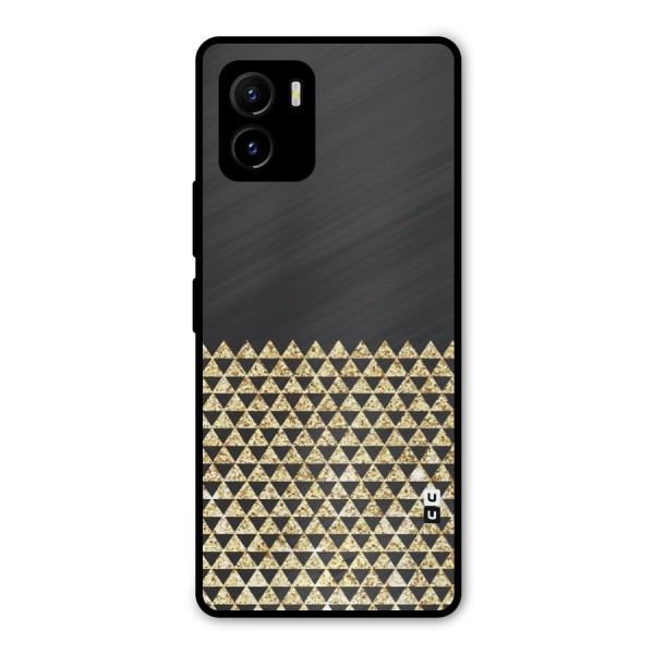 Dark Grey Golden Triangles Metal Back Case for Vivo Y15s
