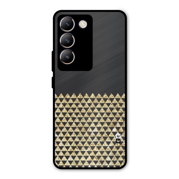 Dark Grey Golden Triangles Metal Back Case for Vivo Y200e
