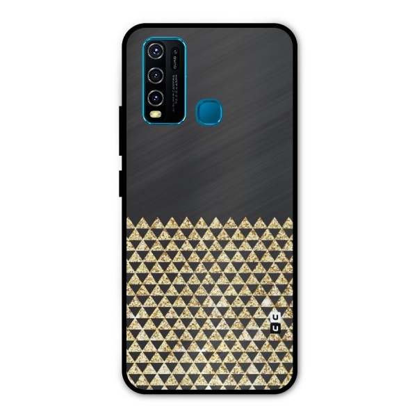Dark Grey Golden Triangles Metal Back Case for Vivo Y30