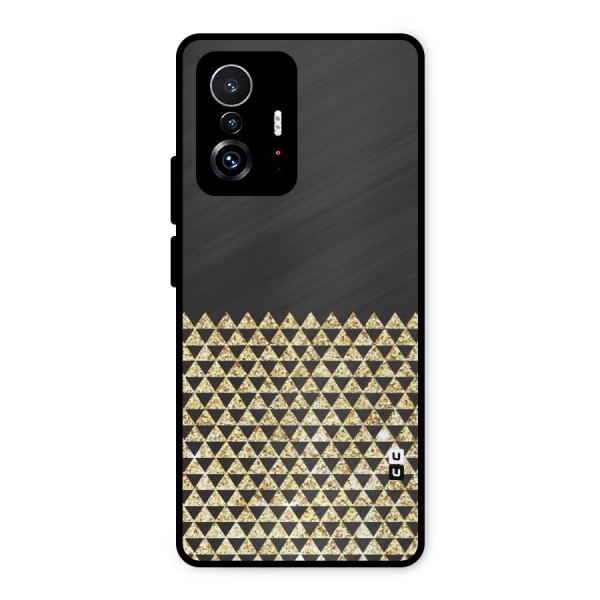 Dark Grey Golden Triangles Metal Back Case for Xiaomi 11T Pro