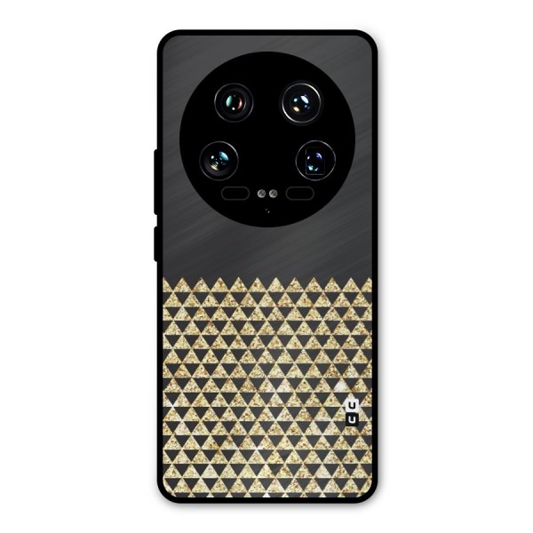 Dark Grey Golden Triangles Metal Back Case for Xiaomi 14 Ultra