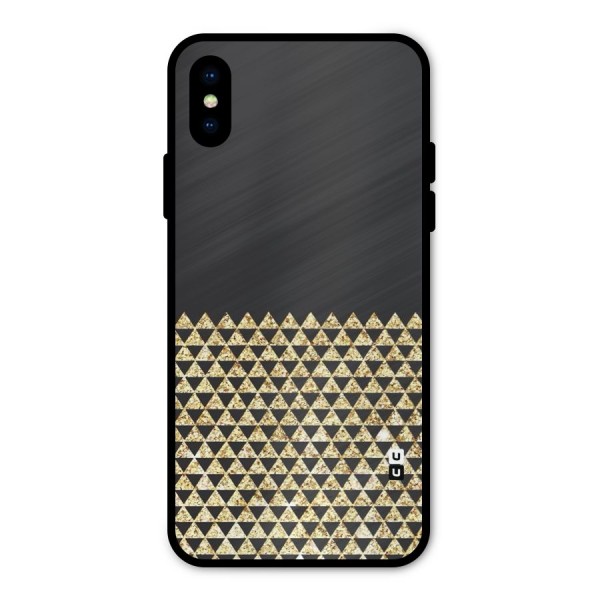 Dark Grey Golden Triangles Metal Back Case for iPhone X