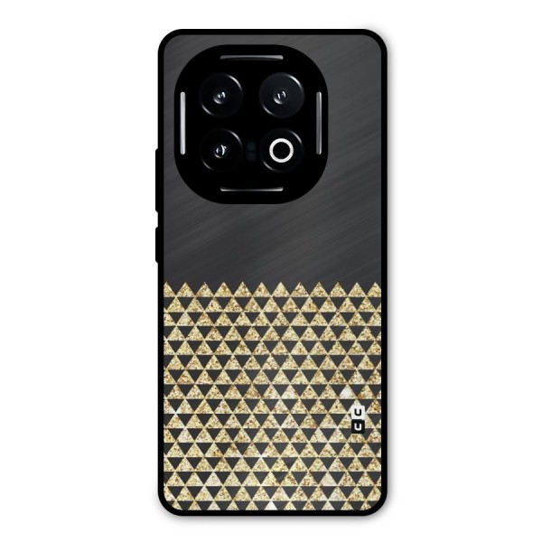 Dark Grey Golden Triangles Metal Back Case for iQOO 13